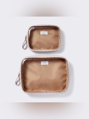 Cloud Island Target Tan Gingham -Top Travel Pouch Set - 2 Pack